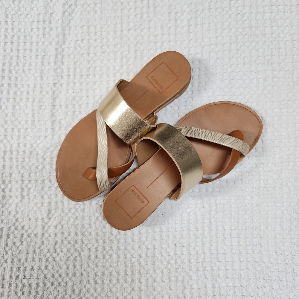 Dolce Vita Gold and Tan Sandals